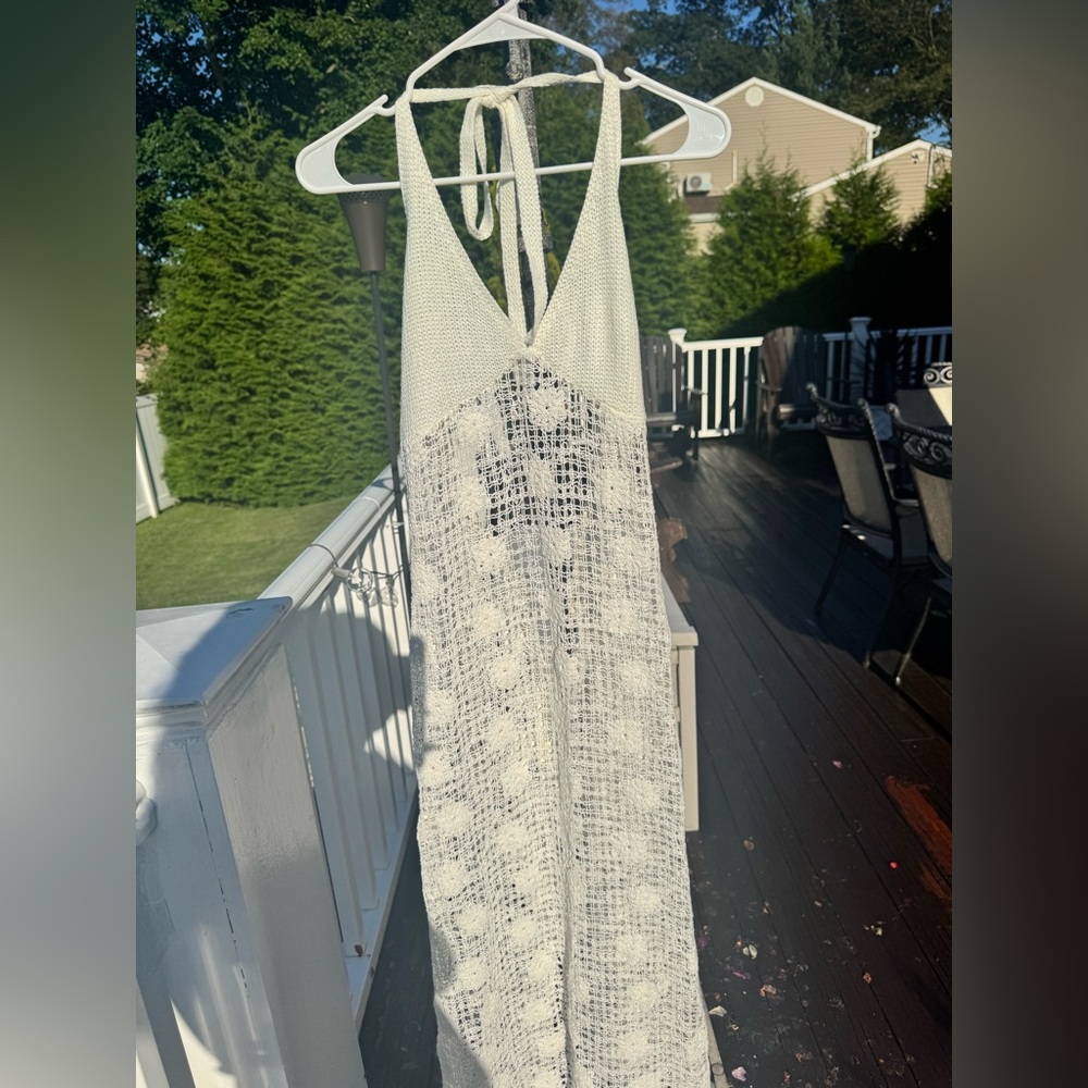 Tiger Mist Cream Crochet Maxi Dress